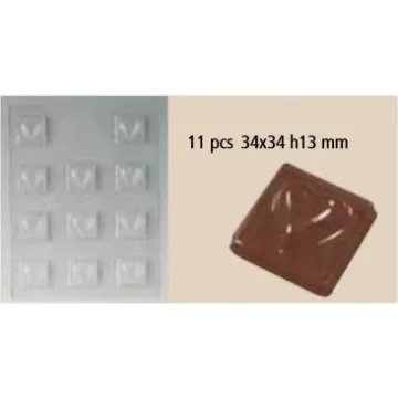 Moule chocolat coeur sur carré 11 pcs