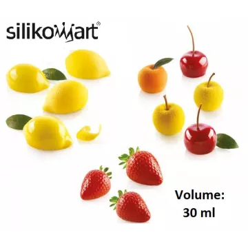 Moule silicone fruits 3D Fraise, pomme, citron