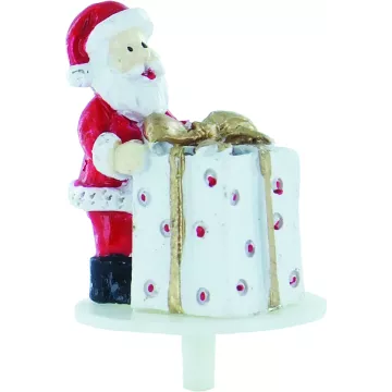 Décoration bûche Père Noël boules et cadeaux