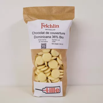 Chocolat de couverture Dominicana Blanc 36% Bio- 500Gr Felchlin