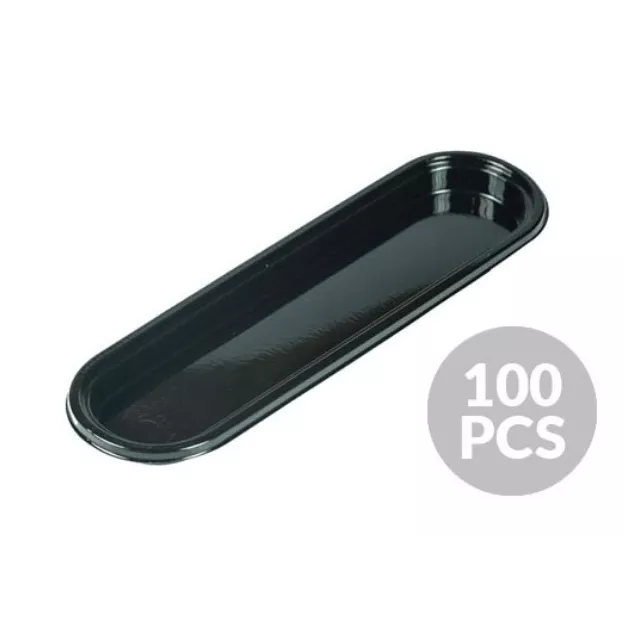 Coupelles ovales plastique noire 100pcs